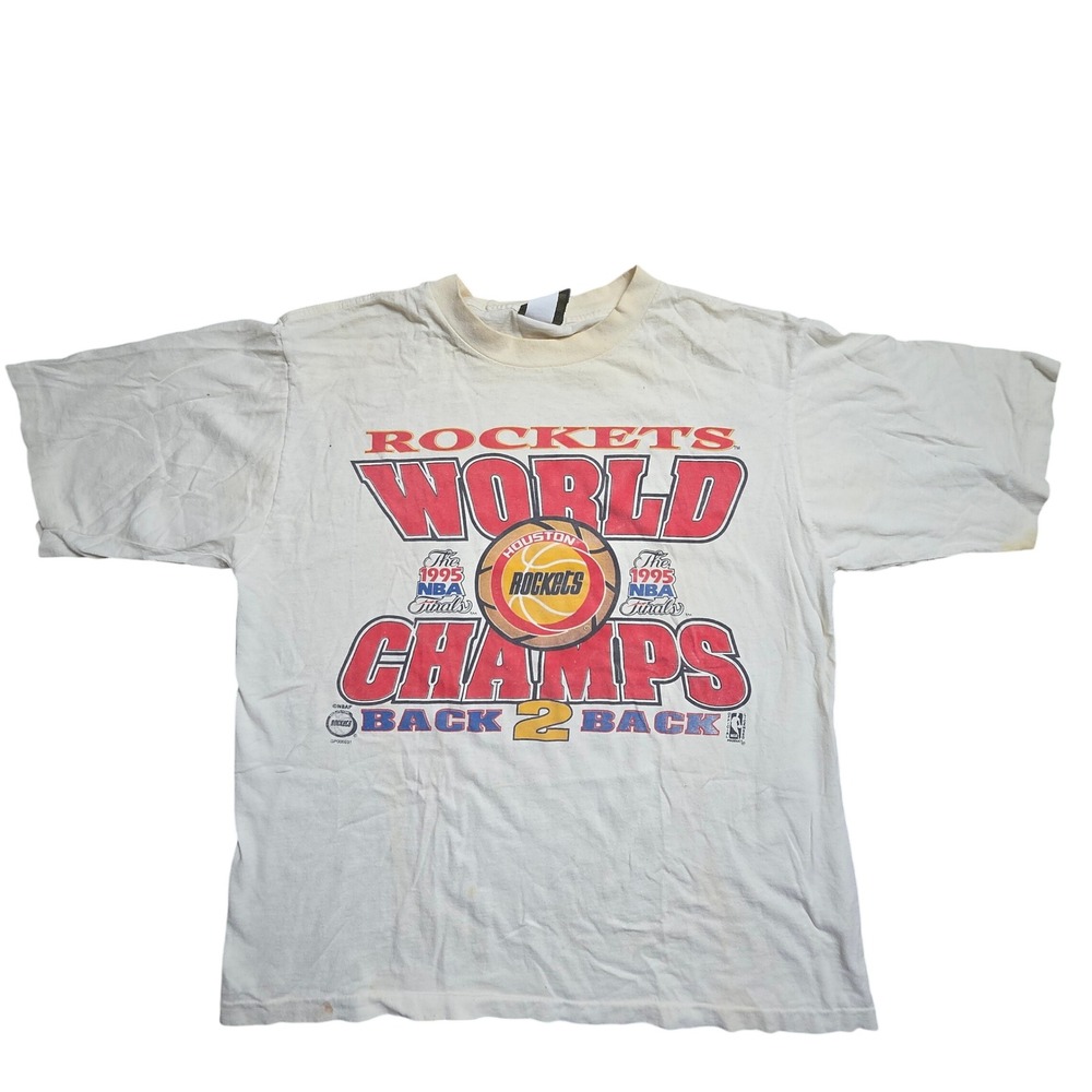 VTG 1995 Houston Rockets NBA Finals World Champs Back 2 Back T-Shirt S/M Retro
